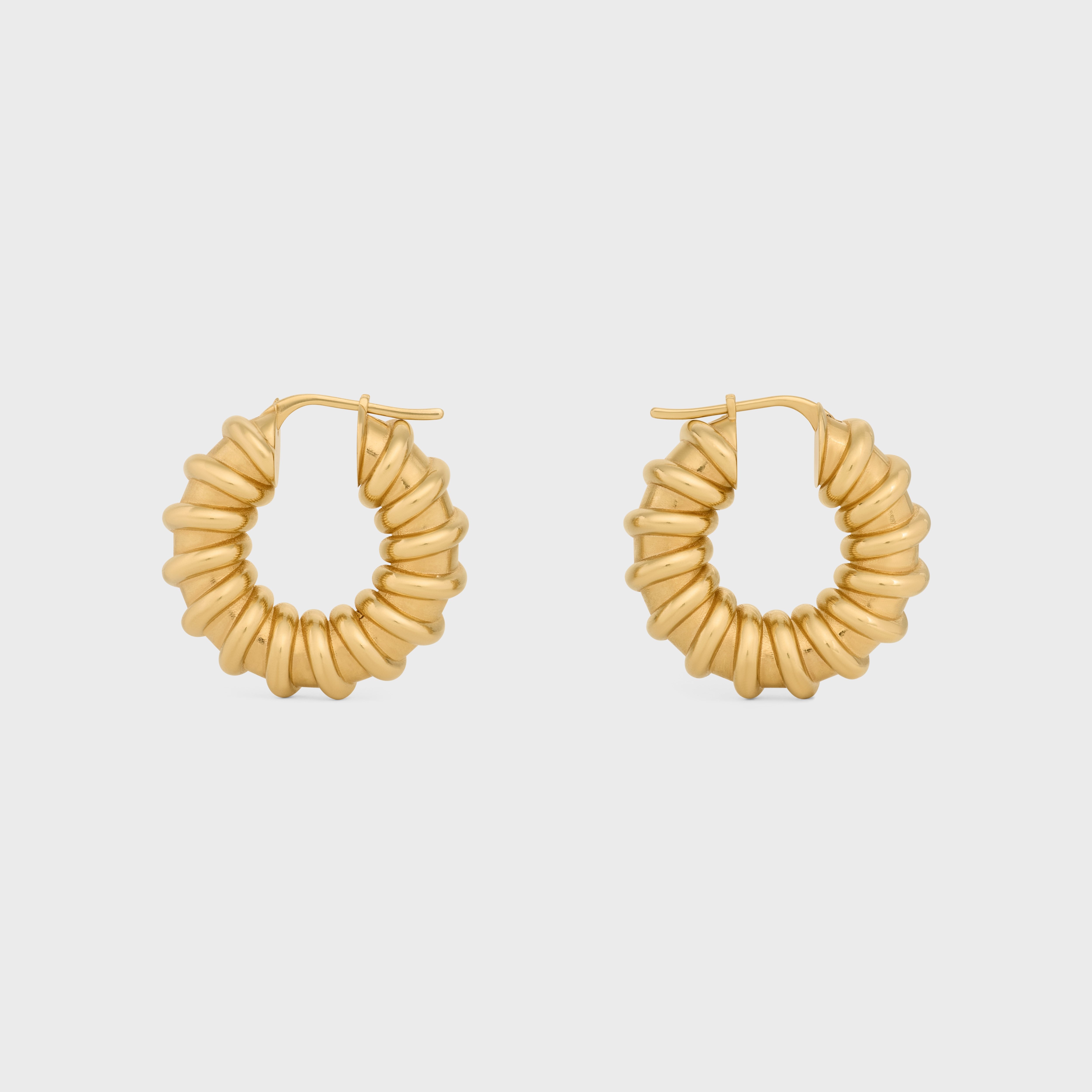 Celine Défilé Torsade Hoops in Brass with Gold Finish - GOLD | CELINE